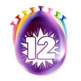 Ballonnen 12 Jaar Meerkleurig 8st